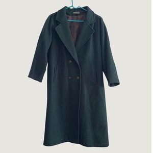 Jofeld Vintage Forest Green Wool Blend‎ Double Breasted Paisley Lined Coat XL